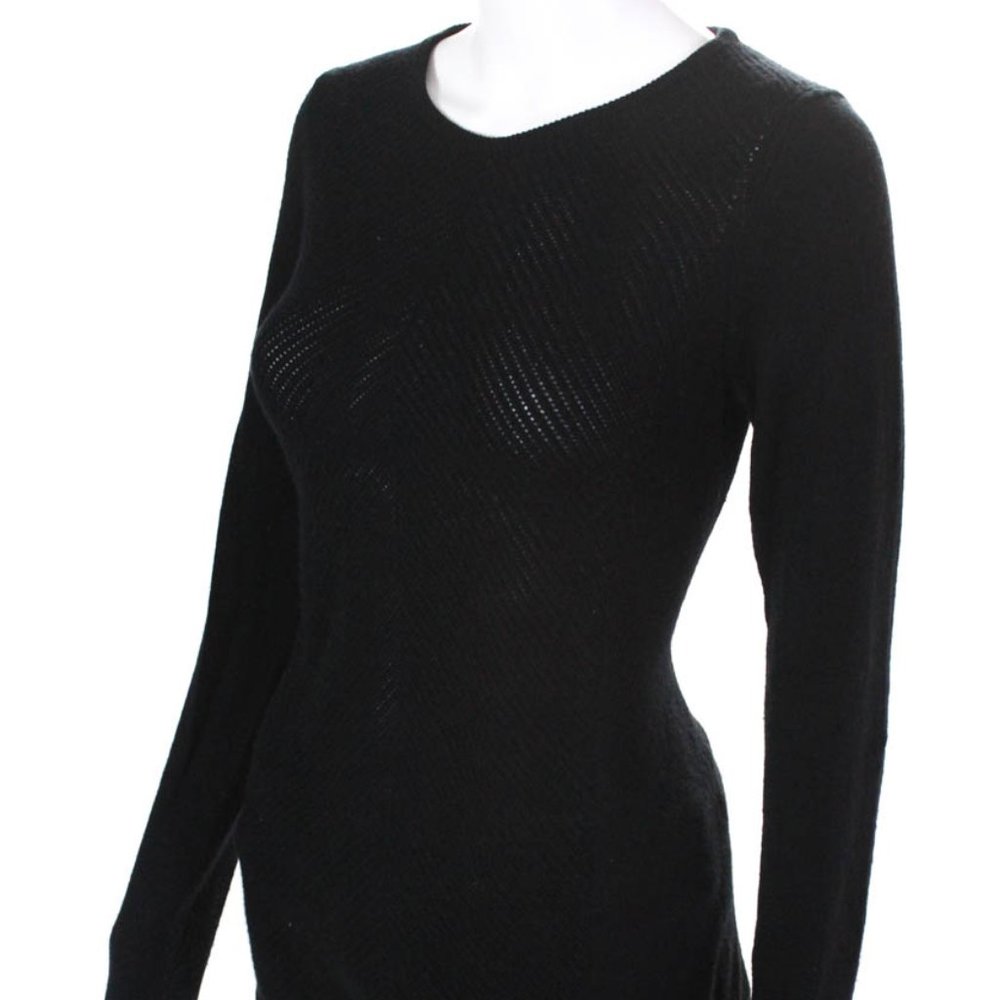 Vince Cashmere  Crew Neck Mitered Knit Sweater Black size XS